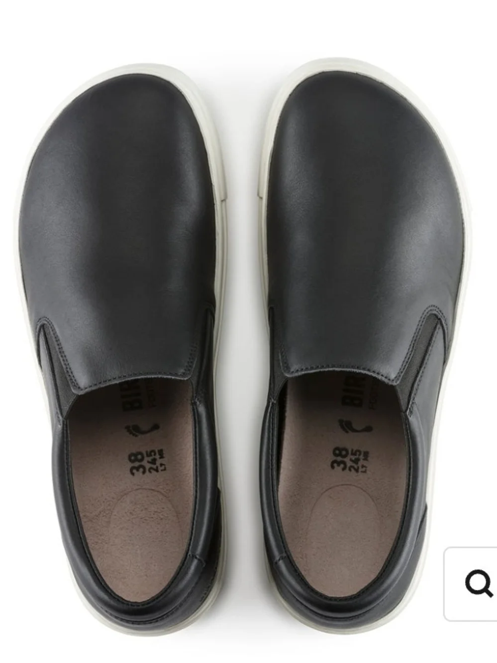 Birkenstock Oswego Women's Black Slip-On Leather Flats with White Sole 6N